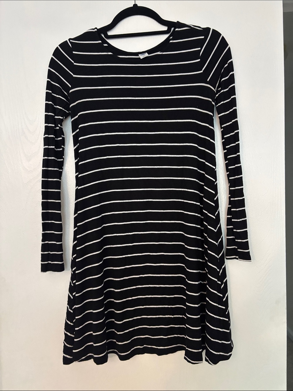 Old Navy Black and White Striped Long-Sleeve Mini Dress